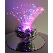 FIBRE OPTIC AND MINI MIRROR BALL DISCO CENTREPIECE