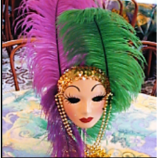 SHOWGIRL MASK ON STAND