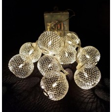 LED Silver Metal Mesh Ball Fairy Light String.