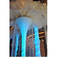 LIGHTED FLOOR STANDING TOWER WITH FLOOR LENGTH BEADED CURTAIN